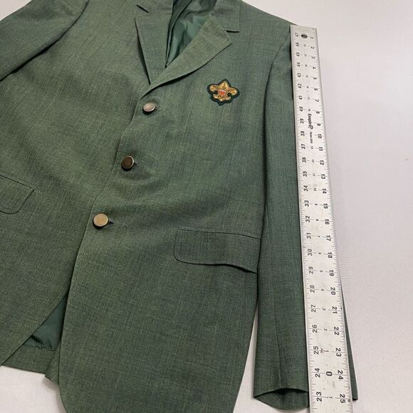 Boy Scout Hart Schaffner & Marx Green Blazer Bullion Boy Scouts VTG Size 37L - Picture 4 of 10
